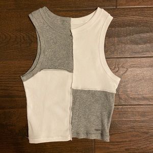hollister grey and white tank top